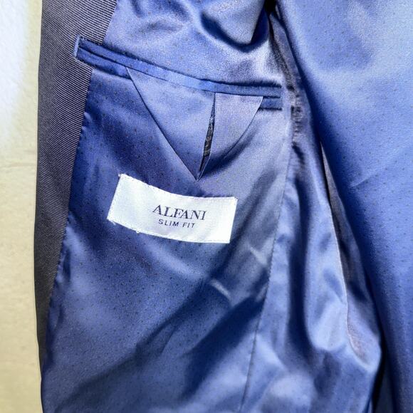 Alfani Men's Slim-Fit Diamond Grid Tuxedo jacket Navy 38R $360 - Picture 10 of 10